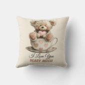 I Love You Beary Much In Cup Postcard クッション (裏面)
