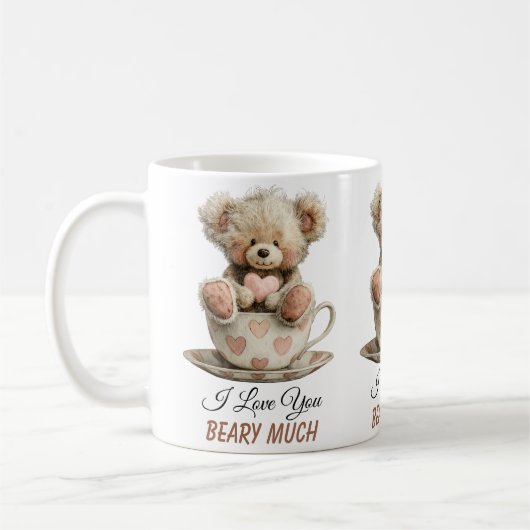 I Love You Beary Much In Cup Postcard コーヒーマグカップ (左)