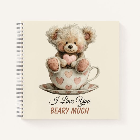 I Love You Beary Much In Cup Postcard ノートブック (正面)