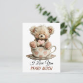 I Love You Beary Much In Cup Postcard ポストカード (スタンド正面)