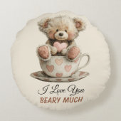 I Love You Beary Much In Cup Postcard ラウンドクッション (裏面)