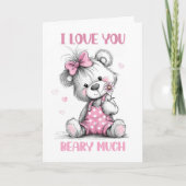 I Love You Beary Much Teddy Bear Valentines Day シーズンカード (正面)