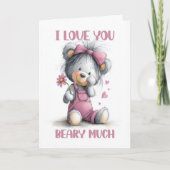 I Love You Beary Much Teddy Bear Valentines Day シーズンカード (正面)