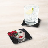 I Love You | Beautiful Woman with Red Rose コースター (右側)