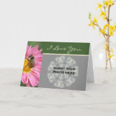 I Love You Bee Onデイジーパーソナライズされた写真 カード (黄色い花)