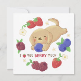 I Love You Berry Much: Cute Dog with Berries カード
