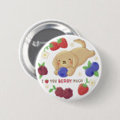 I Love You Berry Much: Cute Dog with Berries 缶バッジ (正面&裏面)
