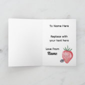 I Love You Berry Much Cute Watercolour Strawberry  カード (内部)