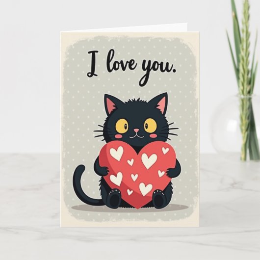 I Love You Black Cat Card カード (正面)