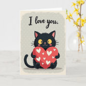 I Love You Black Cat Card カード (黄色い花)