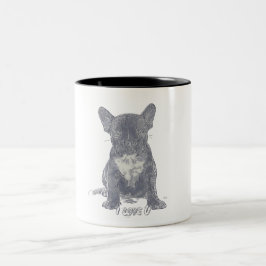 I Love YOU - Bulldog フランスの Coffee Mug ツートーンマグカップ