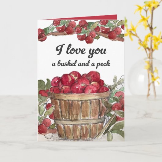 I Love You Bushel And Peck Apples Fruit カード (黄色い花)