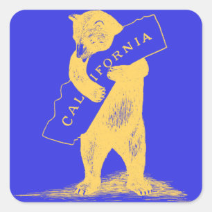 I Love You California - – ブルーと金ゴールド スクエアシール