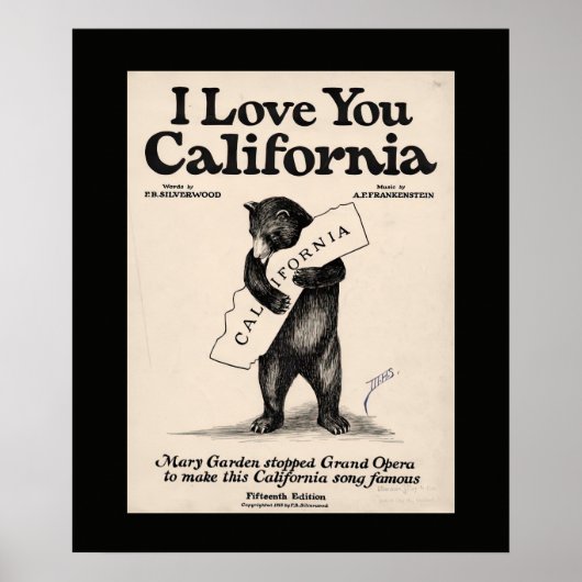 I Love You California Bear ポスター (正面)