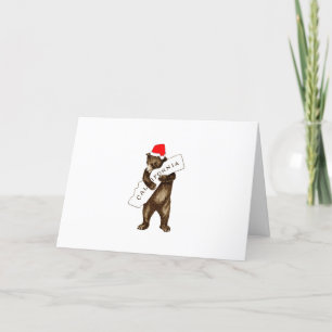 I Love You California Bear with Santa Hat シーズンカード