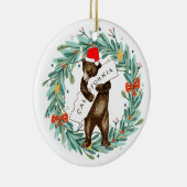 I Love You California Bear with Santa Hat セラミックオーナメント (右)