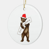 I Love You California Bear with Santa Hat セラミックオーナメント (左)