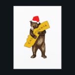 I Love You California Bear with Santa Hat ポストカード<br><div class="desc">I Love You California Bearと友達を喜ばせるサンタハットのクリスマスポストカードの挨拶を着ている。</div>