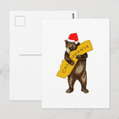 I Love You California Bear with Santa Hat ポストカード (正面/裏面)