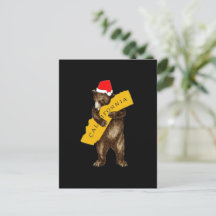 I Love You California Bear with Santa Hat