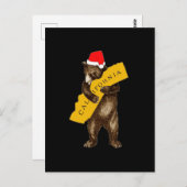 I Love You California Bear with Santa Hat ポストカード (正面/裏面)