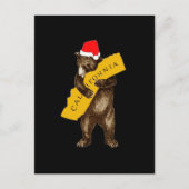 I Love You California Bear with Santa Hat ポストカード (正面)