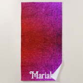 I love you chic pink glitter background ビーチタオル (正面)