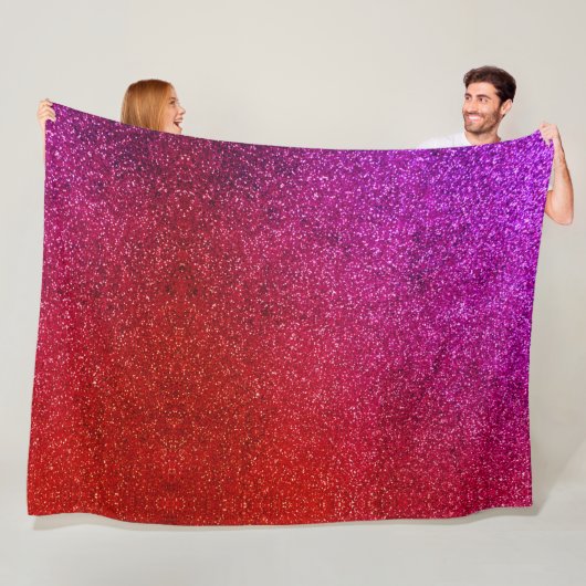 I love you chic pink glitter background フリースブランケット (インサイチュ)