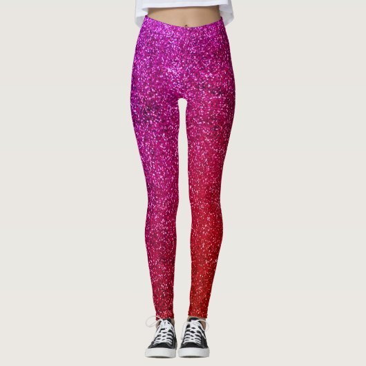 I love you chic pink glitter background レギンス (正面)