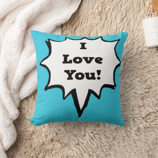 I Love You Comic Book Speech Bubble クッション (ブランケット)