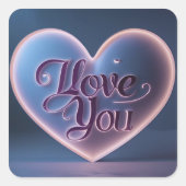 I Love You Connected In A Heart スクエアシール (正面)