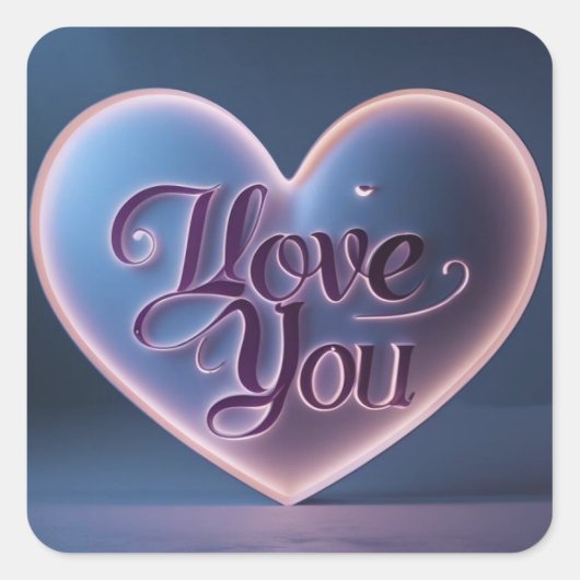 I Love You Connected In A Heart スクエアシール (正面)