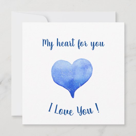 I Love You Cute Blue Heart Valentine's Day (正面)