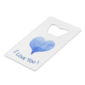I Love You Cute Blue Heart Valentine's Day   クレジットカード栓抜き (裏面アングル)