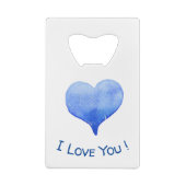 I Love You Cute Blue Heart Valentine's Day   クレジットカード栓抜き (裏面)