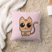 I Love You, Cute Caramel Cat Illustration Art Prin クッション (ブランケット)