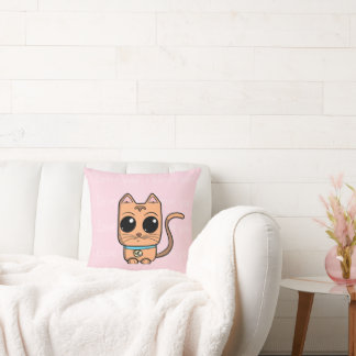 I Love You, Cute Caramel Cat Illustration Art Prin クッション