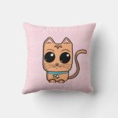 I Love You, Cute Caramel Cat Illustration Art Prin クッション (裏面)