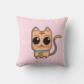 I Love You, Cute Caramel Cat Illustration Art Prin クッション (正面)
