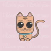 I Love You, Cute Caramel Cat Illustration Art Prin シール (正面)