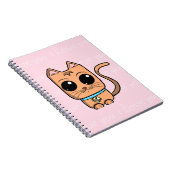 I Love You, Cute Caramel Cat Illustration Art Prin ノートブック (右側)