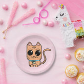 I Love You, Cute Caramel Cat Illustration Art Prin ペーパープレート (パーティー)