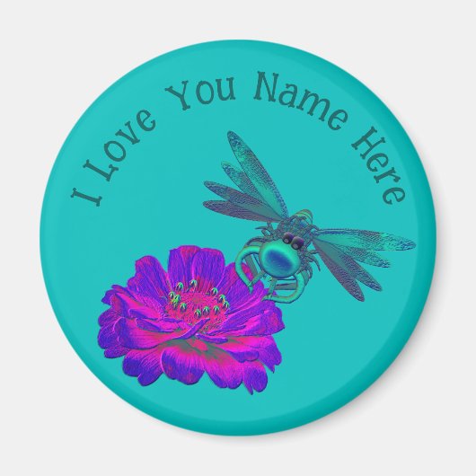 I Love You Cute Dragonfly Personalized  マグネット (正面)