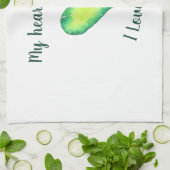 I Love You Cute Green and Blue Heart Birthday     キッチンタオル (折り畳み)