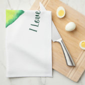 I Love You Cute Green and Blue Heart Birthday     キッチンタオル (四つ折り)