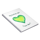 I Love You Cute Green and Blue Heart Birthday   No ノートブック (右側)