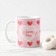 I Love You Cute Watercolor Pink Heart Valentine