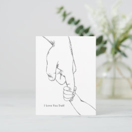 I Love You Dad Quote Hands Line Art Card ポストカード