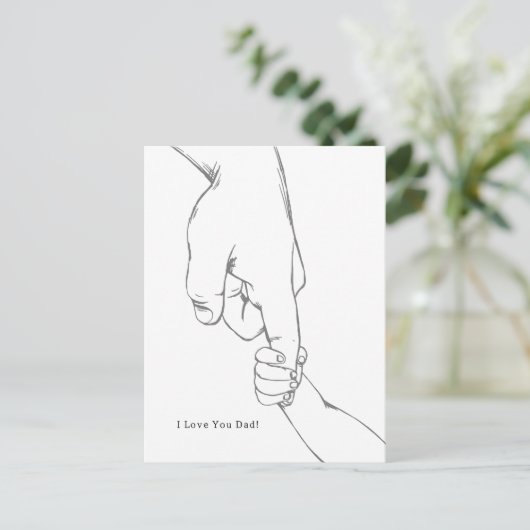 I Love You Dad Quote Hands Line Art Card ポストカード (スタンド正面)