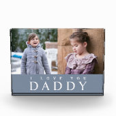 I Love You Daddy モダン Blue 2 Photo Collage Block フォトブロック (正面)